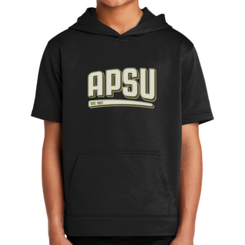 MILITARY- APSU Est.1927 - Youth Sport Wick ® Fleece Short Sleeve Hooded Pullover Thumbnail
